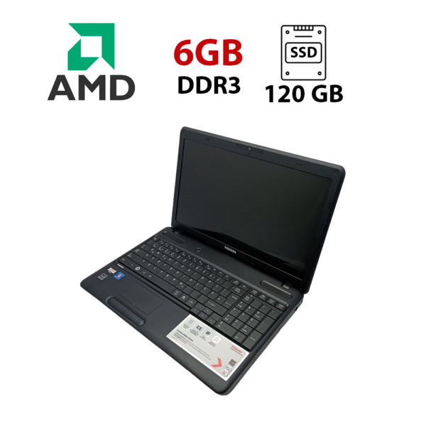 Ноутбук Toshiba Satellite C660 / 15.6" (1366x768) TN / AMD E-300 (2 ядра по 1.3 GHz) / 6 GB DDR3 / 120 GB SSD / AMD Radeon HD 6310 Graphics / WebCam