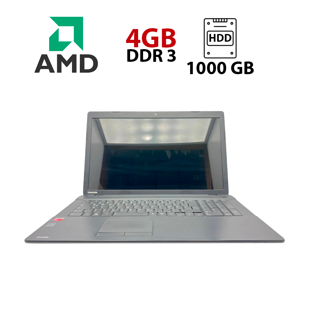 Ноутбук Toshiba Satellite C70D-B / 15.6" (1600x900) TN / AMD A4-6210 (4 ядра по 1.8 GHz) / 4 GB DDR3 / 1000 GB HDD / AMD Radeon R3 Graphics / WebCam / АКБ не тримає