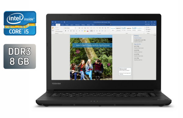 Ноутбук Toshiba Tecra C40-D / 14" (1366x768) TN / Intel Core i5-7200U (2 (4) ядра по 2.5 - 3.1 GHz) / 8 GB DDR3 / 240 GB SSD / Intel HD Graphics 620 / HDMI / Windows 10