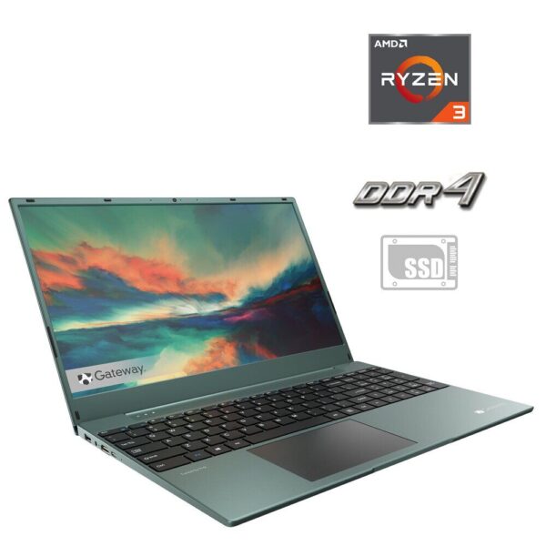 Новий ультрабук Gateway GWTN156-12GR / 15.6" (1920x1080) IPS / AMD Ryzen 3 3250U (2 (4) ядра по 2.6 - 3.5 GHz) / 4 GB DDR4 / 128 GB SSD / AMD Radeon RX Vega 3 Graphics / WebCam / HDMI