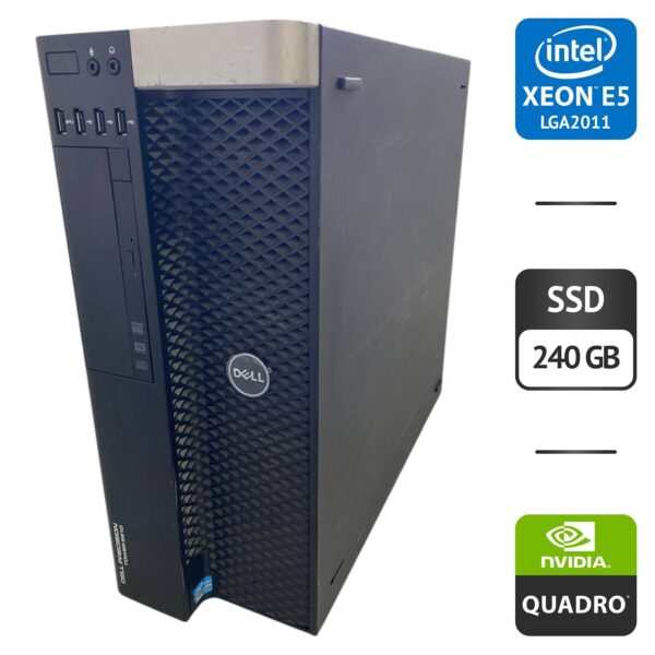 Робоча станція Б-клас Dell Precision T5810 Workstation Tower / Intel Xeon E5-2697 v3 (14 (28) ядер по 2.6 - 3.5 GHz) / 64 GB DDR4 / 240 GB SSD / nVidia Quadro K4200, 4 GB GDDR5, 256-bit / DVD-ROM