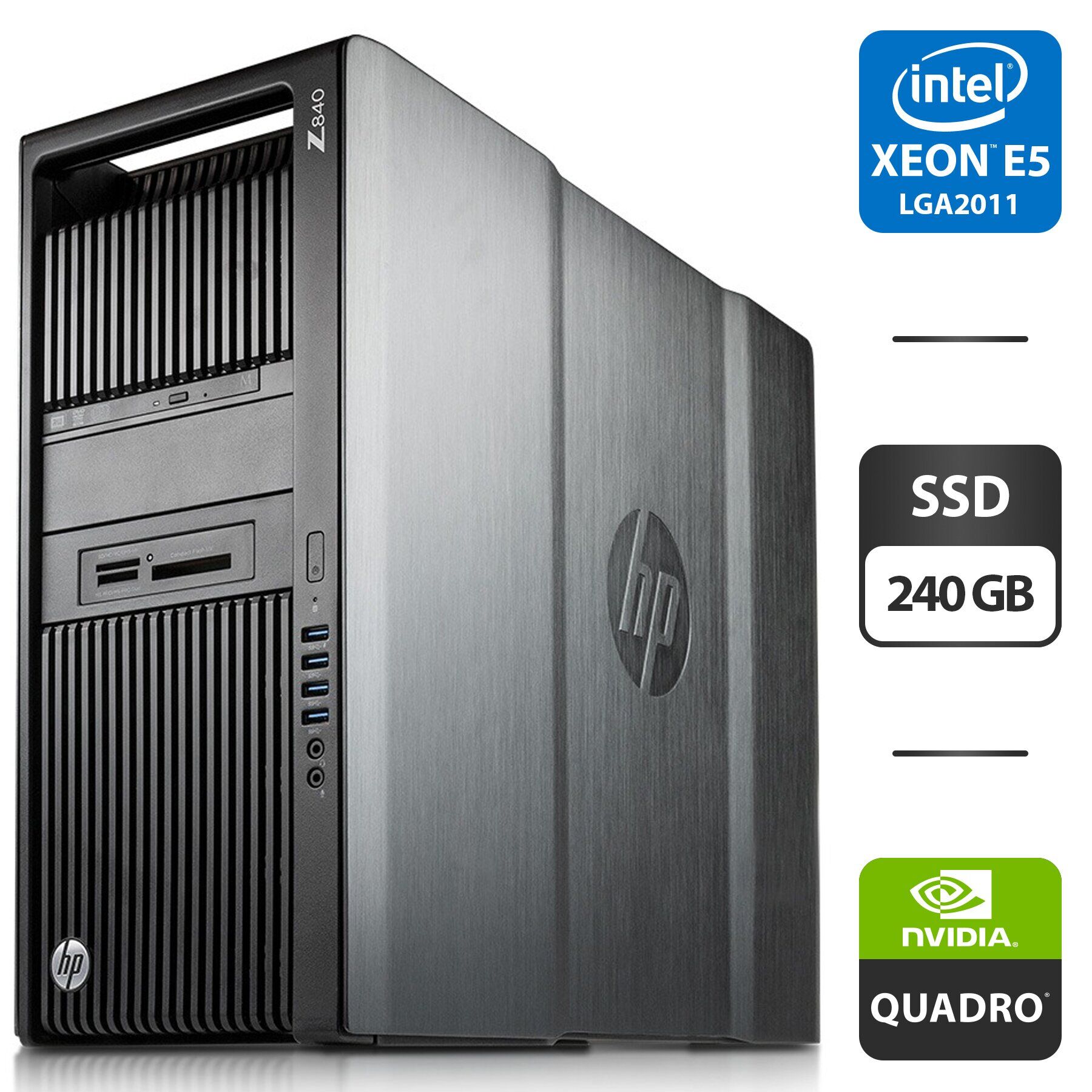 Рабоча станція HP Z840 Workstation Tower / 2x Intel Xeon E5-2697 v3 (14 (28) ядер по 2.6 - 3.6 GHz) / 64 GB DDR4 / 240 GB SSD / nVidia Quadro M4000, 8 GB GDDR5, 256-bit / DVD-ROM