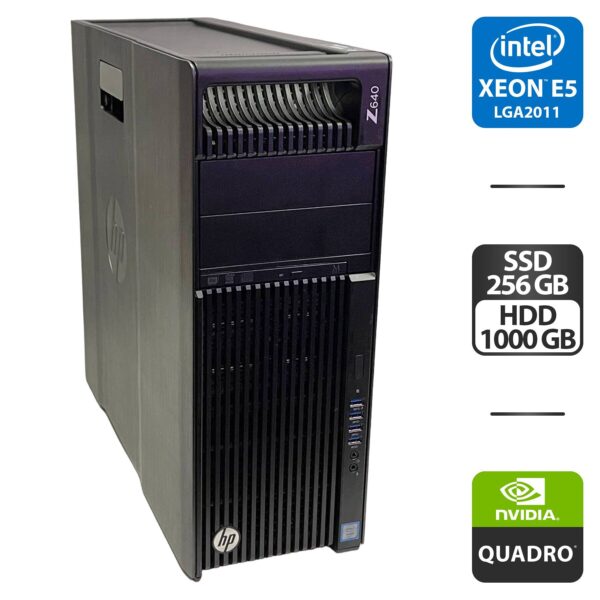 Робоча станція HP Z640 Workstation Tower / Intel Xeon E5-2609 v3 (6 ядер по 1.9 GHz) / 32 GB DDR4 / 256 GB SSD + 1000 GB HDD / nVidia Quadro K2200, 4 GB GDDR5, 128-bit / DVD-ROM / 925W