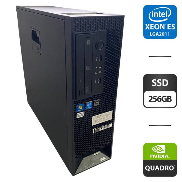 Робоча станція Lenovo ThinkStation C30 SFF / 2x Intel Xeon E5-2658 v2 (10 (20) ядер по 2.4 - 3.0 GHz) / 64 GB DDR3 / 256 GB SSD / nVidia Quadro 2000, 1 GB GDDR5, 128-bit / DVD-ROM / DVI