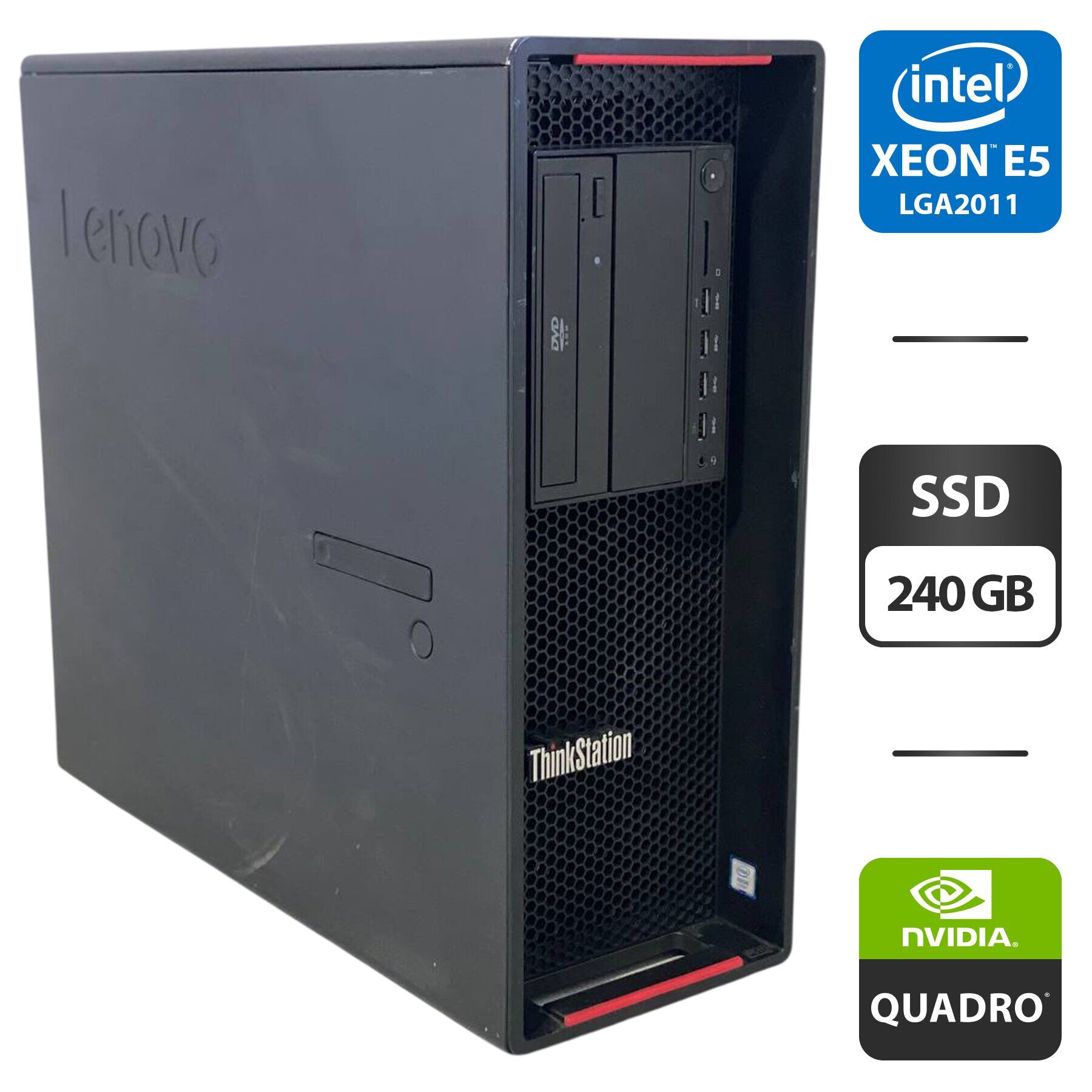 Робоча станція Lenovo ThinkStation P510 Tower / Intel Xeon E5-2697 v3 (14 (28) ядер по 2.6 - 3.6 GHz) / 64 GB DDR4 / 240 GB SSD / nVidia Quadro M2000, 4 GB GDDR5, 128-bit / DVD-ROM