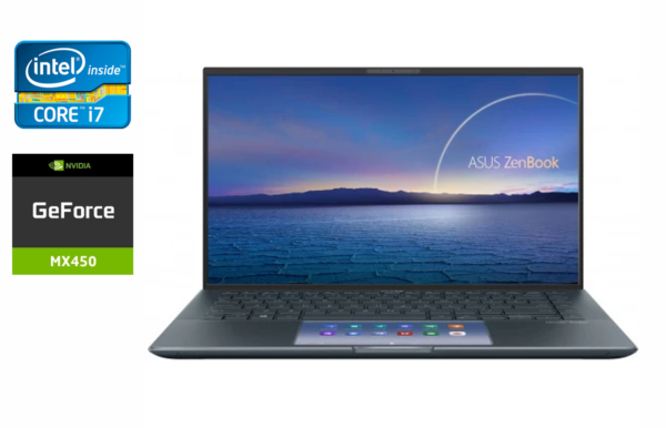 Ультрабук Asus ZenBook 14 UX435E / 14" (1920x1080) IPS / Intel Core i7-1165G7 (4 (8) ядра по 2.8 - 4.7 GHz) / 16 GB DDR4 / 512 GB SSD / nVidia GeForce MX450, 2 GB GDDR6, 64-bit  / WebCam / Windows 11 Pro