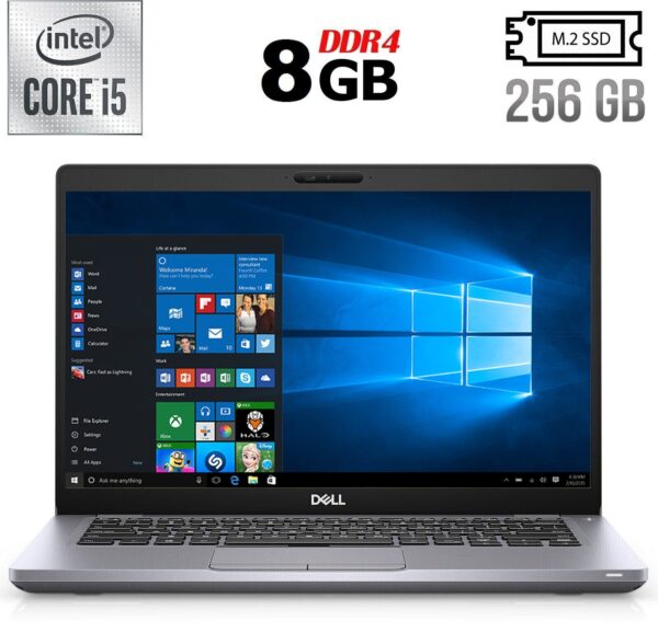 Ультрабук Б-клас Dell Latitude 5410 / 14" (1920x1080) IPS / Intel Core i5-10310U (4 (8) ядра по 1.7 - 4.4 GHz) / 8 GB DDR4 / 256 GB SSD M.2 / Intel UHD Graphics / WebCam / HDMI / Windows 10 ліцензія
