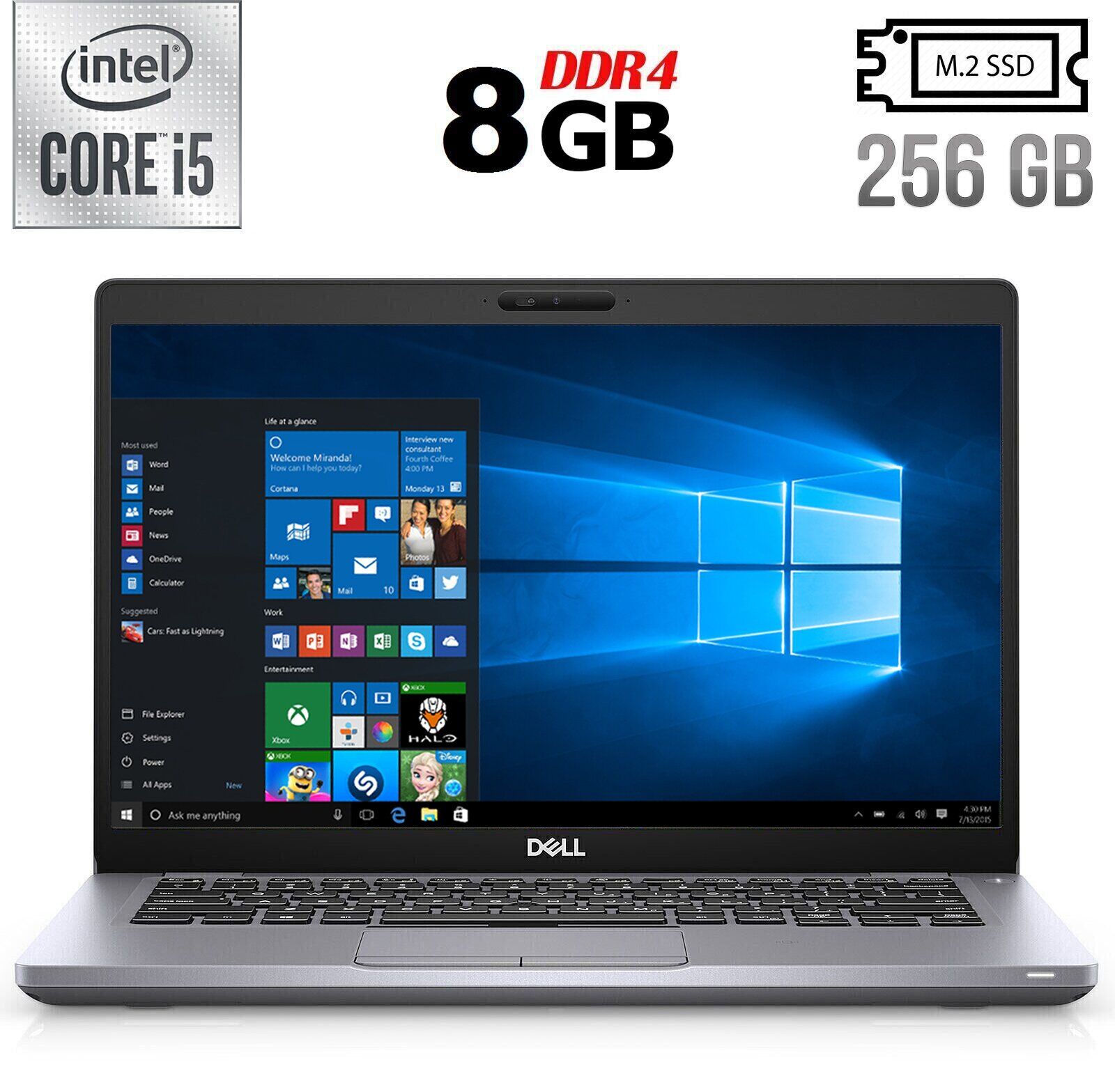 Ультрабук Б-клас Dell Latitude 5410 / 14" (1920x1080) IPS / Intel Core i5-10310U (4 (8) ядра по 1.7 - 4.4 GHz) / 8 GB DDR4 / 512 GB SSD M.2 / Intel UHD Graphics / WebCam / Windows 10 лицензия