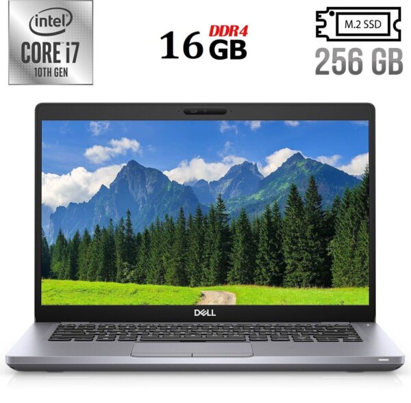Ультрабук Б-клас Dell Latitude 5410 / 14" (1920x1080) IPS / Intel Core i7-10610U (4 (8) ядра по 1.8 - 4.9 GHz) / 16 GB DDR4 / 256 GB SSD / Intel UHD Graphics / WebCam / Windows 10 ліцензія