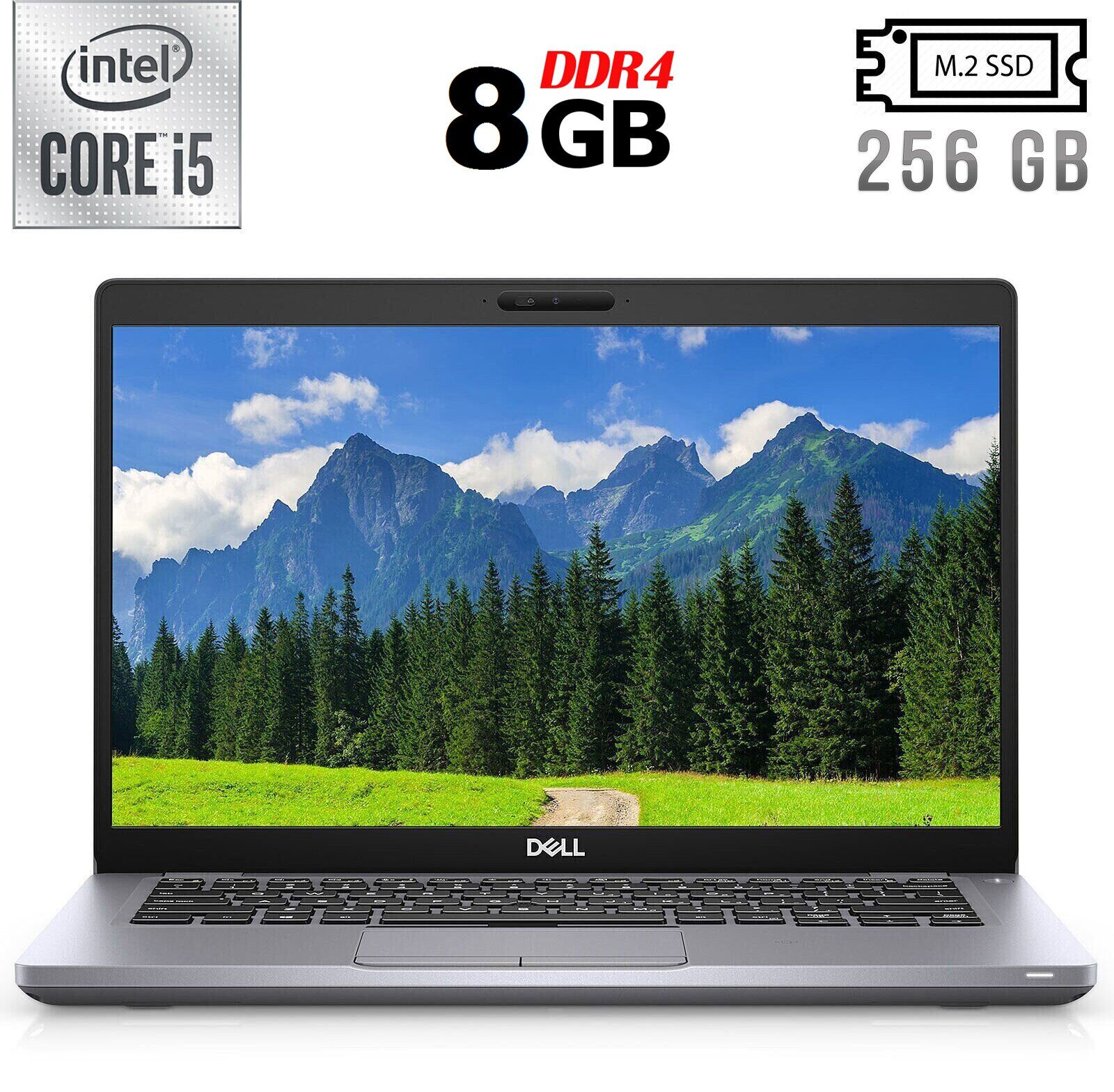 Ультрабук Б-клас Dell Latitude 5410 / 14" (1920x1080) IPS Touch / Intel Core i5-10210U (4 (8) ядра по 1.6 - 4.2 GHz) / 8 GB DDR4 / 256 GB SSD M.2 / Intel UHD Graphics / WebCam / USB 3.1 / HDMI / Windows 10 ліцензія