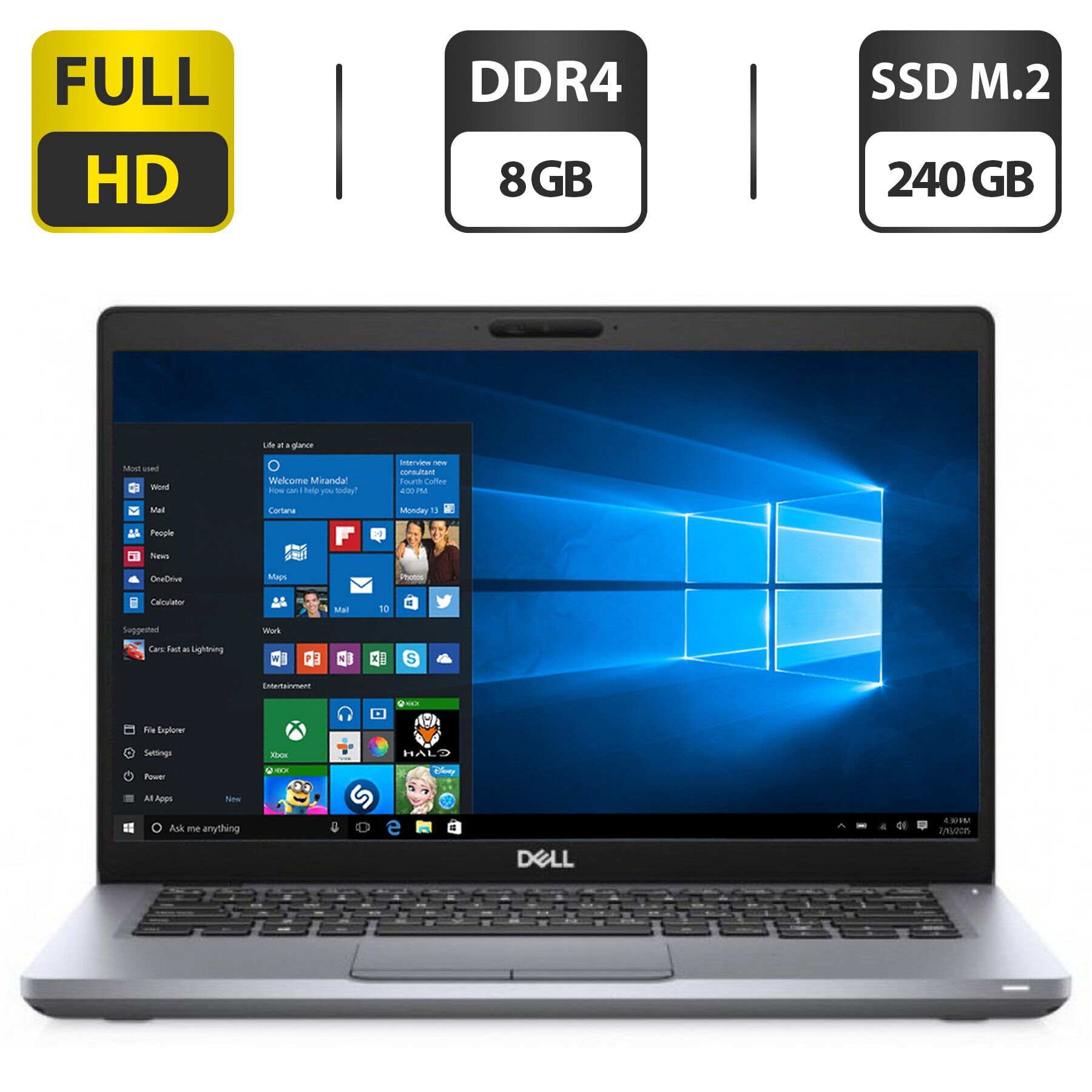 Ультрабук Б-клас Dell Latitude 5411 / 14" (1920x1080) IPS / Intel Core i7-10850H (6 (12) ядер по 2.7 - 5.1 GHz) / 8 GB DDR4 / 240 GB SSD M.2 / Intel UHD Graphics / WebCam / Windows 10 ліцензія