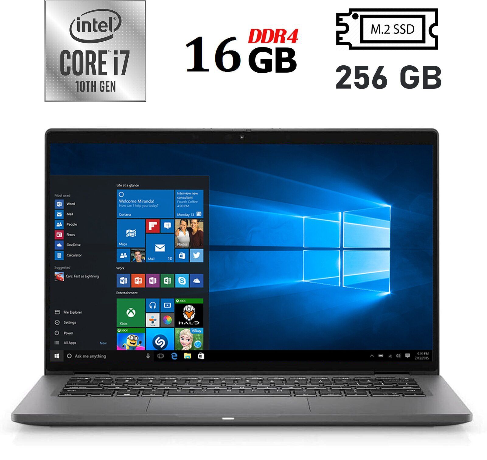 Ультрабук Б-клас Dell Latitude 7410 / 14" (1920x1080) IPS Touch / Intel Core i7-10610U (4 (8) ядра по 1.8 - 4.9 GHz) / 16 GB DDR4 / 256 GB SSD M.2 / Intel UHD Graphics / WebCam / Windows 10 ліцензія