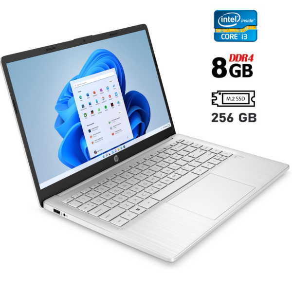 Ультрабук Б-клас HP 14-dq231wm / 14" (1366x768) TN / Intel Core i3-1115G4 (2 (4) ядра по 3.0 - 4.1 GHz) / 8 GB DDR4 / 256 GB SSD / Intel UHD Graphics / WebCam / Windows 10