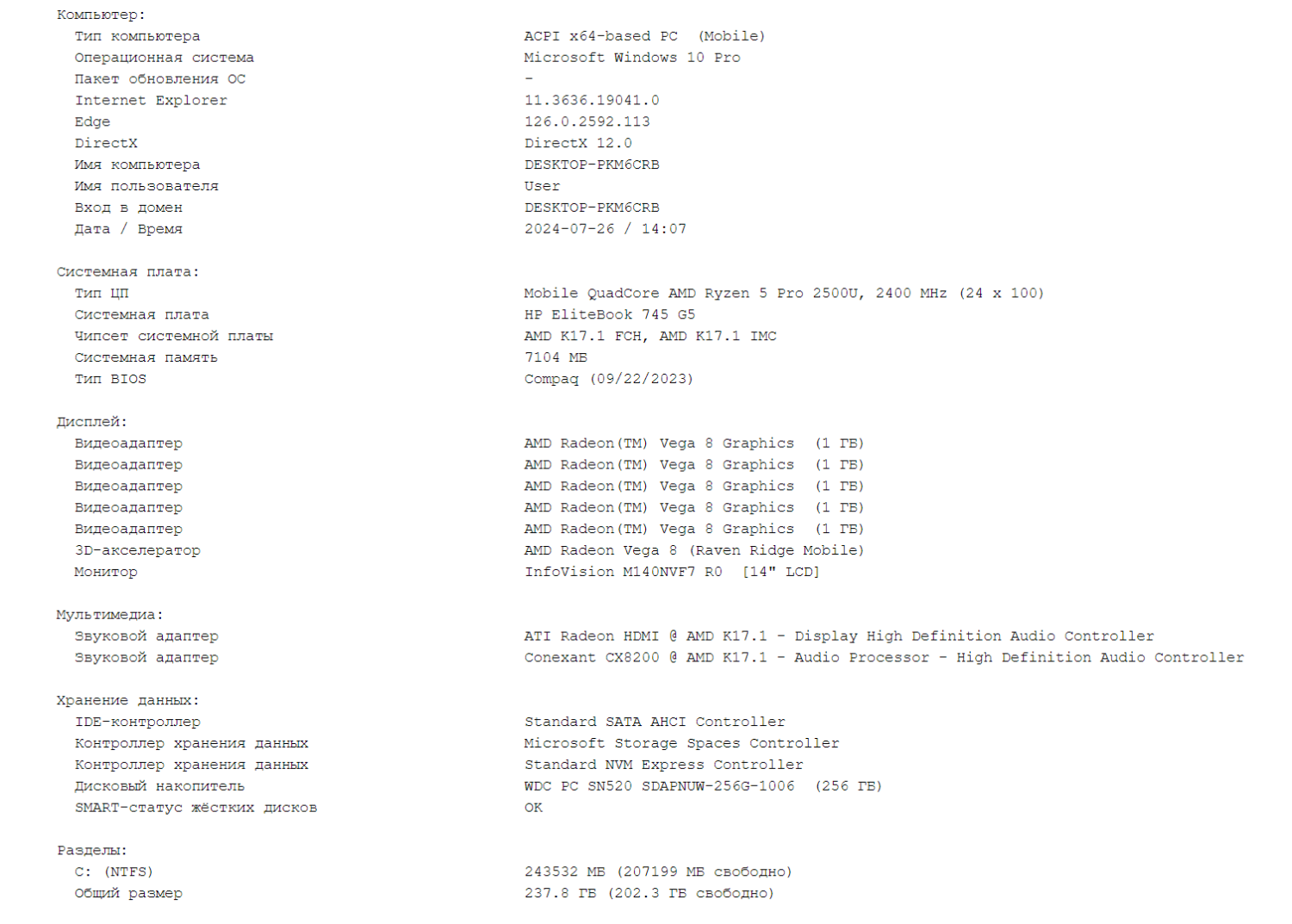 Ультрабук Б-клас HP Elitebook 745 G5 / 14" (1920x1080) IPS / AMD Ryzen 5 Pro 2500U (4 (8) ядра по 2.0 - 3.6 GHz) / 8 GB DDR4 / 256 GB SSD / AMD Radeon RX Vega 8 Graphics / WebCam - Зображення 10