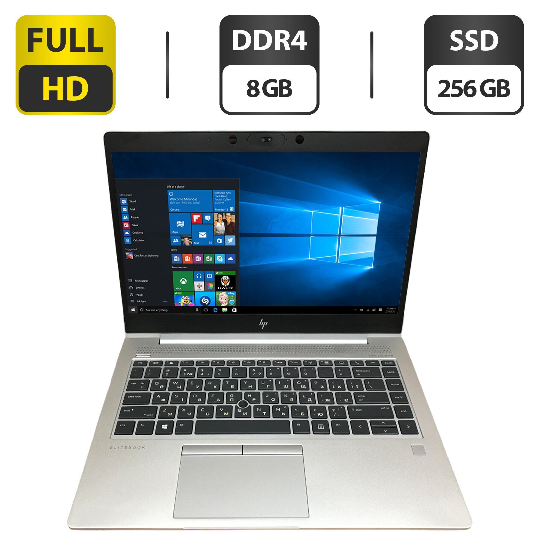 Ультрабук Б-клас HP Elitebook 745 G5 / 14" (1920x1080) IPS / AMD Ryzen 5 Pro 2500U (4 (8) ядра по 2.0 - 3.6 GHz) / 8 GB DDR4 / 256 GB SSD / AMD Radeon RX Vega 8 Graphics / WebCam