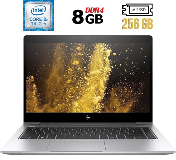Ультрабук Б-клас HP EliteBook 840 G5 / 14" (1920x1080) IPS / Intel Core i5-7300U (2 (4) ядра по 2.6 - 3.5 GHz) / 8 GB DDR4 / 256 GB SSD M.2 / Intel HD Graphics 620 / WebCam / HDMI