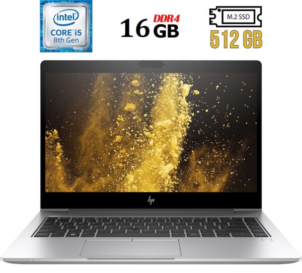 Ультрабук Б-клас HP EliteBook 840 G5 / 14" (1920x1080) IPS / Intel Core i5-8350U (4 (8) ядра по 1.7 - 3.6 GHz) / 16 GB DDR4 / 512 GB SSD M.2 / Intel UHD Graphics 620 / USB 3.1 / HDMI