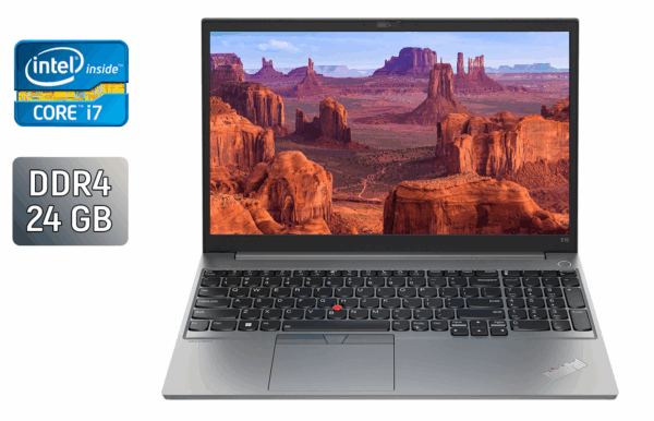Ультрабук Б-клас Lenovo ThinkPad E15 Gen4 / 15.6" (1920x1080) IPS / Intel Core i7-1255U (10 (12) ядер по 3.5 - 4.7 GHz) / 24 GB DDR4 / 512 GB SSD / Intel Iris Xe Graphics / WebCam / Windows 10