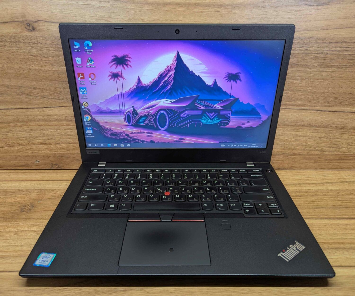 Ультрабук Б-клас Lenovo ThinkPad L480 / 14" (1366x768) TN / Intel Core i5-8250U (4 (8) ядра по 1.6 - 3.4 GHz) / 8 GB DDR4 / 240 GB SSD / Intel UHD Graphics 620 / WebCam / TouchID / Windows 10 - Зображення 2