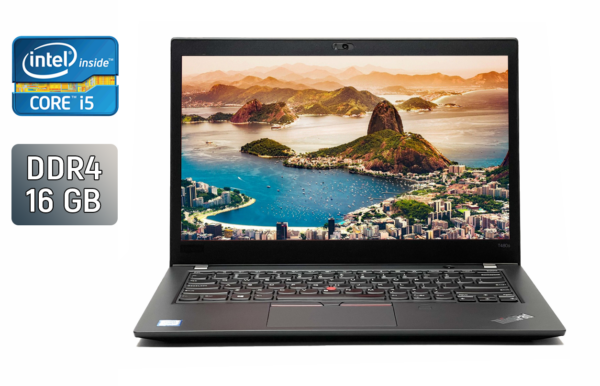 Ультрабук Б-клас Lenovo ThinkPad T480s / 14" (1920x1080) IPS / Intel Core i5-8350U (4 (8) ядра по 1.7 - 3.6 GHz) / 16 GB DDR4 / 480 GB SSD / Intel UHD Graphics 620 / WebCam / Fingerprint / Windows 10