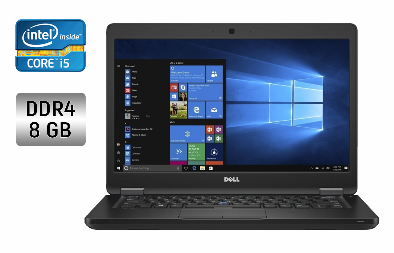 Ультрабук Dell Latitude 5480 / 14" (1920x1080) IPS / Intel Core i5-6300U (2 (4) ядра по 2.4 - 3.0 GHz) / 8 GB DDR4 / 256 GB SSD / Intel HD Graphics 520 / WebCam / HDMI / Windows 10