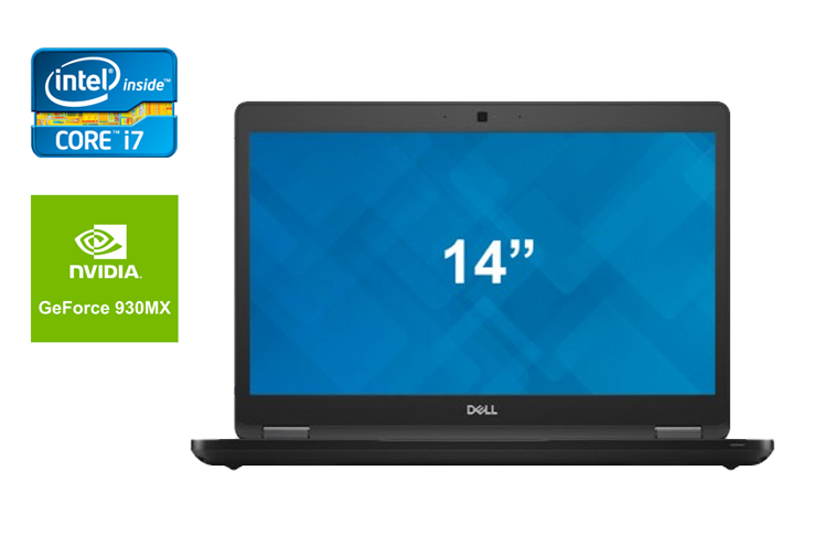 Ультрабук Dell Latitude 5480 / 14" (1920x1080) IPS / Intel Core i7-7820HQ (4 (8) ядра по 2.9 - 3.9 GHz) / 16 GB DDR4 / 480 GB SSD / nVidia GeForce 930MX, 2 GB DDR3, 64-bit / WebCam / HDMI / Windows 10