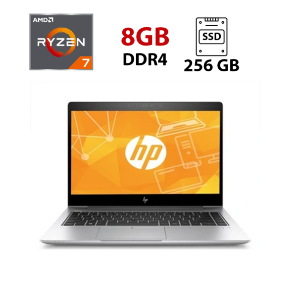 Ультрабук HP Elitebook 745 G5 / 14" (1920x1080) IPS / AMD Ryzen 7 Pro 2700U (4 (8) ядра по 2.2 - 3.8 GHz) / 8 GB DDR4 / 256 GB SSD / AMD Radeon Vega 10 Graphics / WebCam