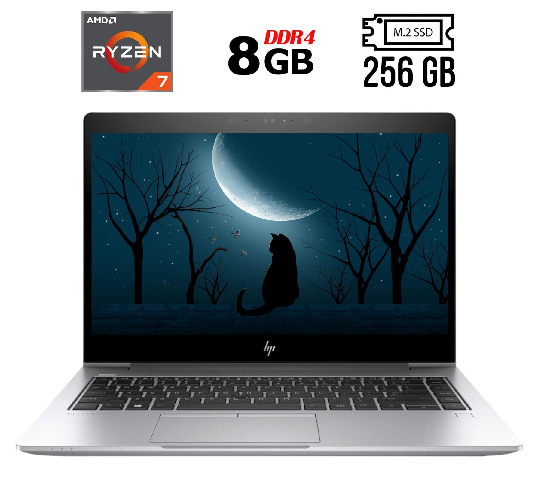 Ультрабук HP Elitebook 745 G5 / 14" (1920x1080) IPS / AMD Ryzen 7 Pro 2700U (4 (8) ядра по 2.2 - 3.8 GHz) / 8 GB DDR4 / 256 GB SSD M.2 / AMD Radeon Vega 10 Graphics / WebCam / Fingerprint / HDMI