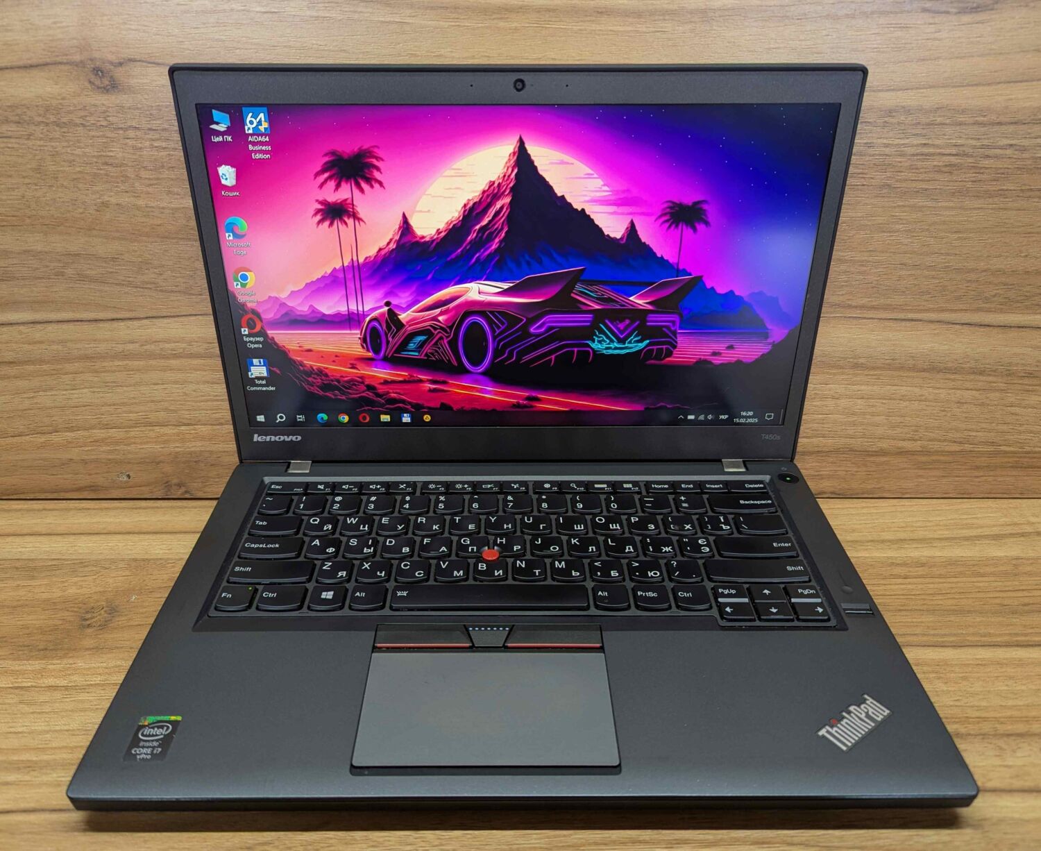 Ультрабук Lenovo ThinkPad T450s / 14" (1920x1080) IPS / Intel Core i7-5600U (2 (4) ядра по 2.6 - 3.2 GHz) / 8 GB DDR3 / 240 GB SSD / Intel HD Graphics 5500 / WebCam / Fingerprint / Windows 10 - Зображення 2