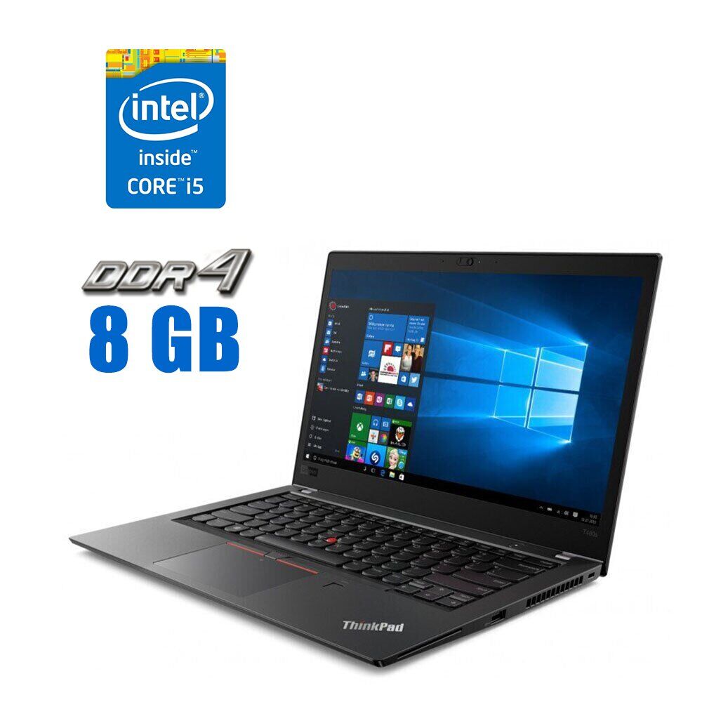 Ультрабук Lenovo ThinkPad T480s / 14" (1920x1080) IPS / Intel Core i5-8350U (4 (8) ядра по 1.7 - 3.6 GHz) / 8 GB DDR4 / 256 GB SSD / Intel UHD Graphics 620 / WebCam