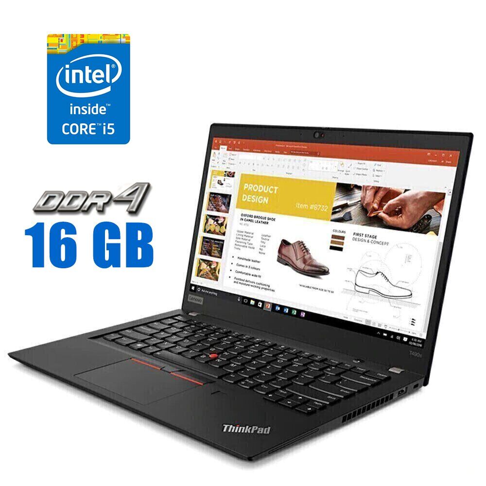Ультрабук Lenovo ThinkPad T490s / 14" (1920x1080) IPS / Intel Core i5-8265U (4 (8) ядра по 1.6 - 3.9 GHz) / 16 GB DDR4 / 256 GB SSD / Intel UHD Graphics / WebCam