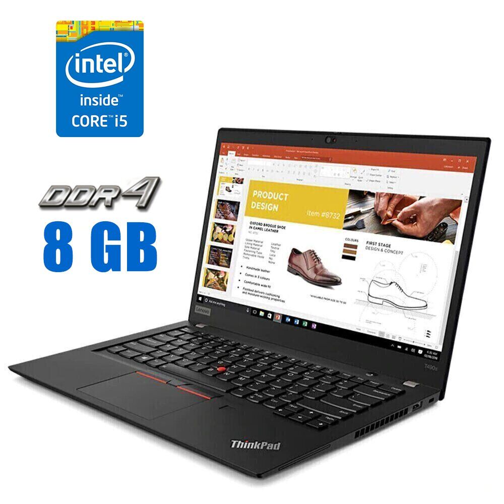 Ультрабук Lenovo ThinkPad T490s / 14" (1920x1080) IPS / Intel Core i5-8365U (4 (8) ядра по 1.6 - 4.1 GHz) / 8 GB DDR4 / 250 GB SSD / Intel UHD Graphics / WebCam