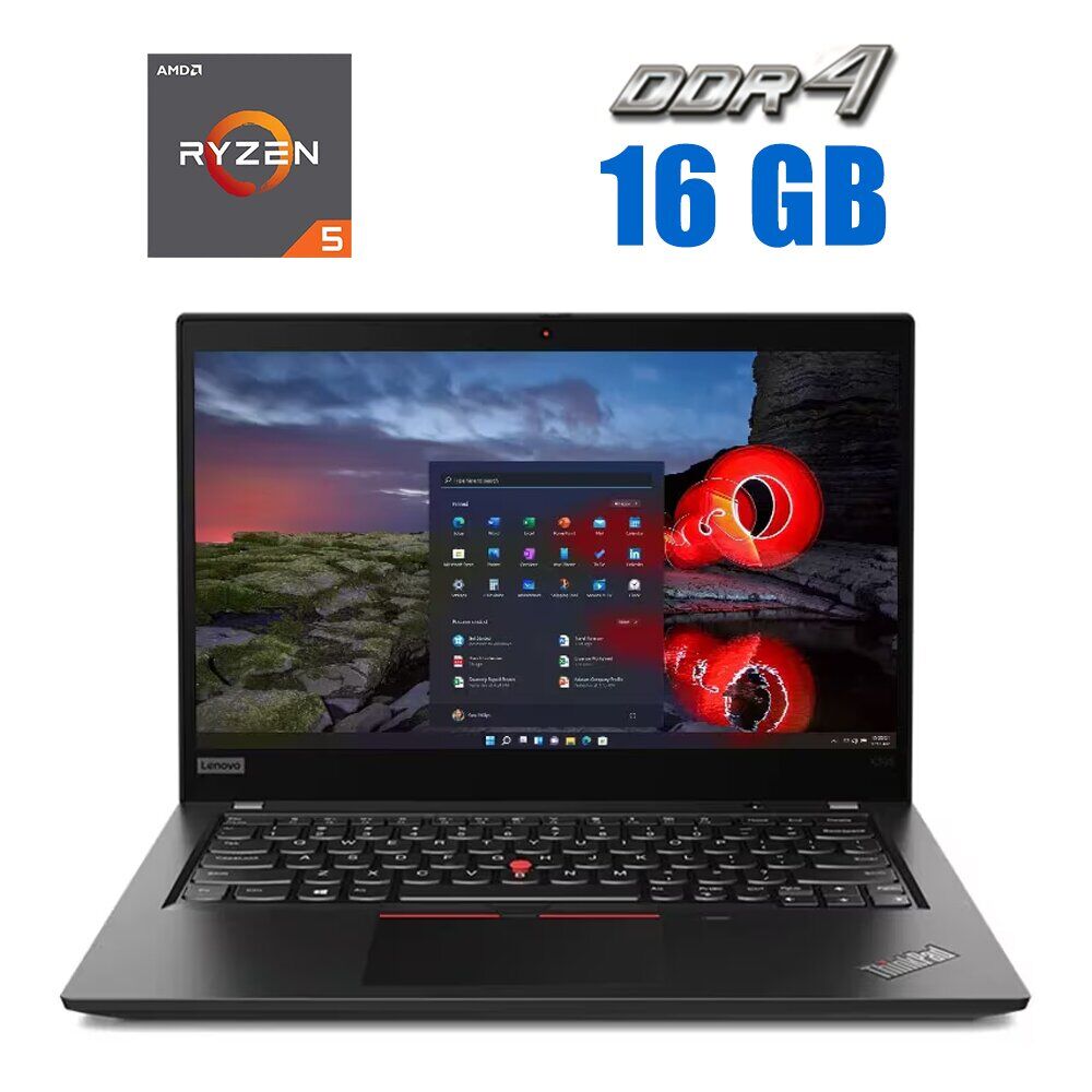 Ультрабук Lenovo ThinkPad X395 / 13.3" (1920x1080) IPS / AMD Ryzen 5 PRO 3500U (4 (8) ядра по 2.1 - 3.7 GHz) / 16 GB DDR4 / 256 GB SSD M.2 / AMD Radeon RX Vega 8 Graphics / WebCam / Windows 10 Pro