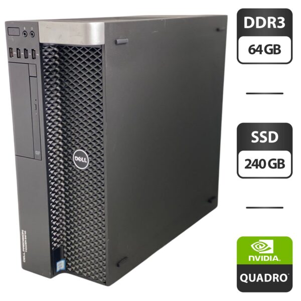 Робоча станція Dell Precision T5810 Tower / Intel Xeon E5-2697 v3 (14 (28) ядра по 2.6 - 3.6 GHz) / 64 GB DDR3 / 240 GB SSD / nVidia Quadro M2000, 4 GB GDDR5, 128-bit / DVD-ROM