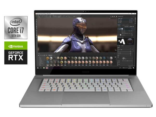Ігровий ноутбук Razer Blade 15 RZ09-0328 Silver / 15.6" (3840x2160) OLED / Intel Core i7-10750H (6 (12) ядер по 2.6 - 5.0 GHz) / 16 GB DDR4 / 512 GB SSD NVMe / nVidia GeForce RTX 2070 Max-Q, 8 GB GDDR6, 256-bit / WebCam