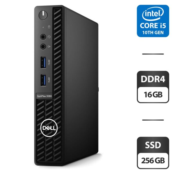 Неттоп Dell OptiPlex 3080 Micro USFF / Intel Core i5-10500T (6 (12) ядер по 2.3 - 3.8 GHz) / 16 GB DDR4 / 250 GB SSD / Intel UHD Graphics 630 + Блок живлення
