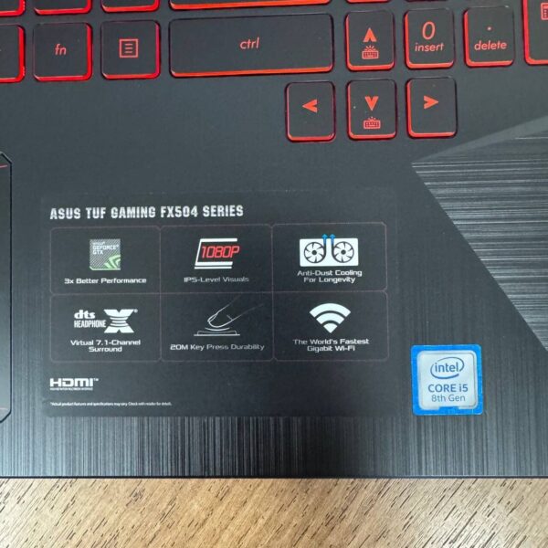 Ігровий ноутбук Б-клас Asus TUF Gaming FX504 / 15.6" (1920x1080) IPS / Intel Core i5-8300H (4 (8) ядра по 2.3 - 4.0 GHz) / 8 GB DDR4 / 512 GB SSD / nVidia GeForce GTX 1060, 3 GB GDDR5, 192-bit / WebCam - Зображення 8