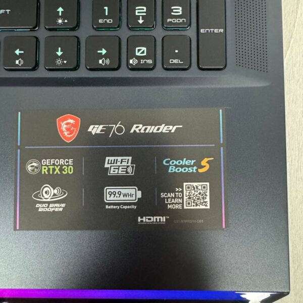 Ігровий ноутбук MSI GE76 Raider 10UG / 17.3" (1920x1080) IPS / Intel Core i7-10870H (8 (16) ядер по 2.2 - 5.0 GHz) / 32 GB DDR4 / 1000 GB SSD NVMe / nVidia GeForce RTX 3070, 8 GB GDDR6, 256-bit / WebCam - Зображення 9