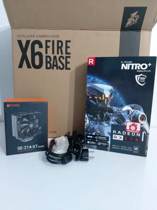 Ігровий ПК 1stPlayer FireBase X6 Tower / Intel Core i5-8500 (6 ядер по 3.0 - 4.1 GHz) / 16 GB DDR4 / 240 GB SSD M.2 + 512 GB SSD / AMD Radeon RX 570, 8 GB GDDR5, 256-bit / 500W + Кабелі (DVI та живлення) - Зображення 8