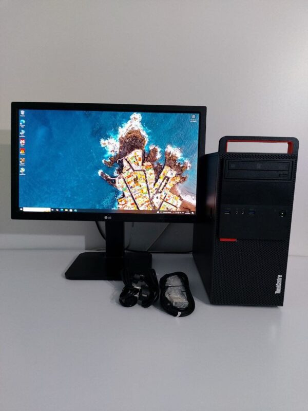 Комплект: Lenovo ThinkCentre M800 Tower / Intel Core i5-6500 (4 ядра по 3.2 - 3.6 GHz) / 16 GB DDR4 / 240 GB SSD + 512 GB SSD / AMD Radeon RX 570, 4 GB GDDR5, 128-bit / 350W / DVD-ROM + Монитор LG 24MB37PM-B / 24" (1920x1080) IPS + Кабелі DVI та живлення