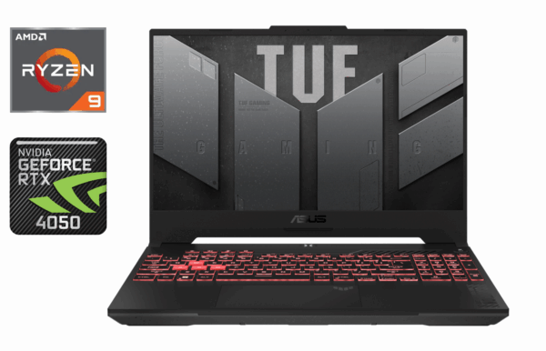 Ігровий ноутбук Asus FA507 / 15.6" (1920x1080) IPS / AMD Ryzen 9 7940HS (8 (16) ядер по 4.0 - 5.2 GHz) / 16 GB DDR5 / 500 GB SSD / nVidia GeForce RTX 4050, 6 GB GDDR6, 96-bit / WebCam / Windows 11