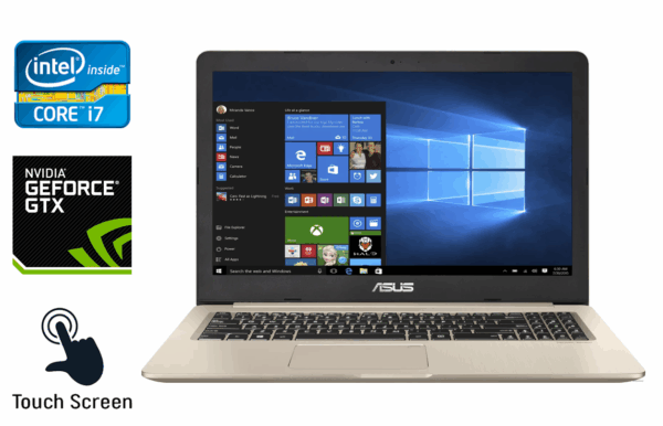 Ігровий ноутбук Asus N580V / 15.6" (1920x1080) IPS Touch / Intel Core i7-7700HQ (4 (8) ядра по 2.8 - 3.8 GHz) / 16 GB DDR4 / 512 GB SSD / nVidia GeForce GTX 1050, 4 GB GDDR5, 128-bit / WebCam / Windows 10