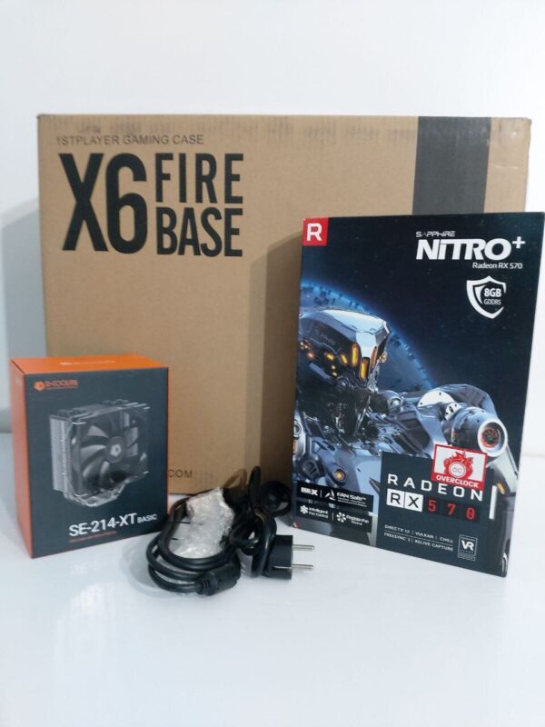 Ігровий ПК 1stPlayer FireBase X6 Tower / Intel Core i5-8500 (6 ядер по 3.0 - 4.1 GHz) / 16 GB DDR4 / 128 GB SSD M.2 + 512 GB SSD / AMD Radeon RX 570, 8 GB GDDR5, 256-bit / 500W + Кабелі (DVI та живлення) - Зображення 7