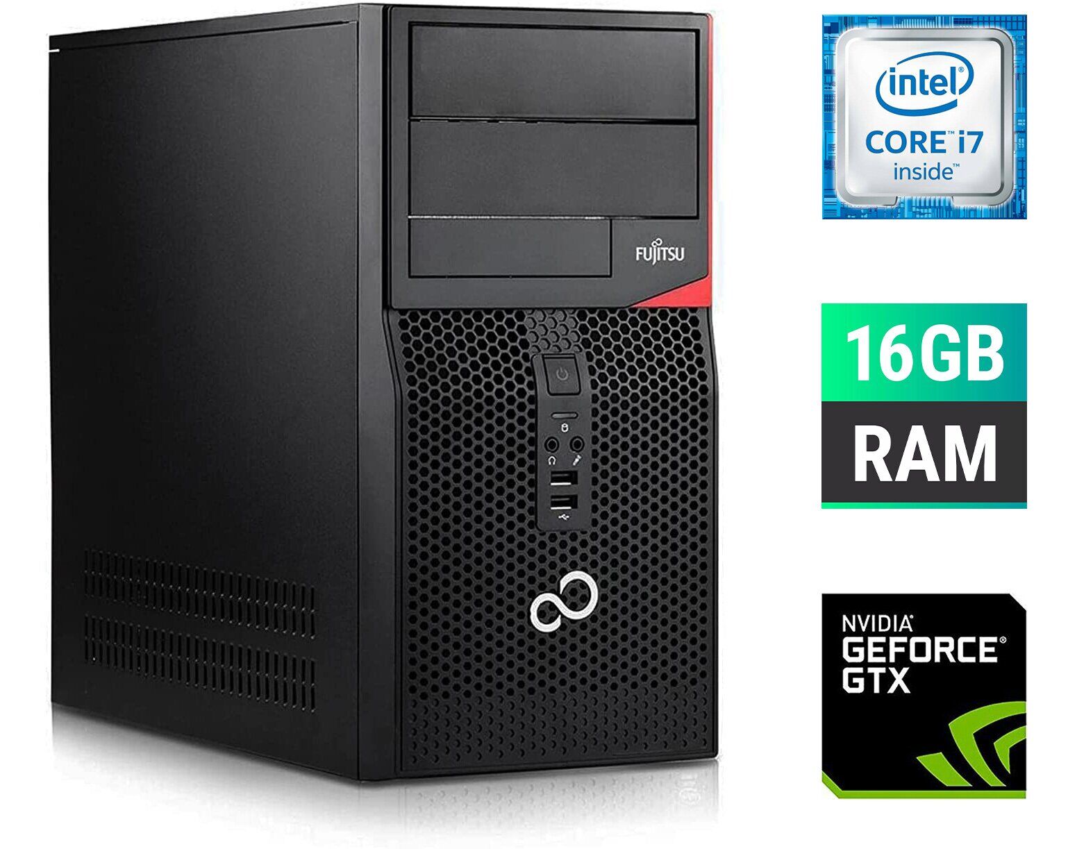 Ігровий ПК Fujitsu Tower / Intel Core i7-6700 (4 (8) ядра по 3.4 - 4.0 GHz) / 16 GB DDR4 / 500 GB SSD / nVidia GeForce GTX 650, 1 GB GDDR5, 128-bit + Windows 10 в подарунок