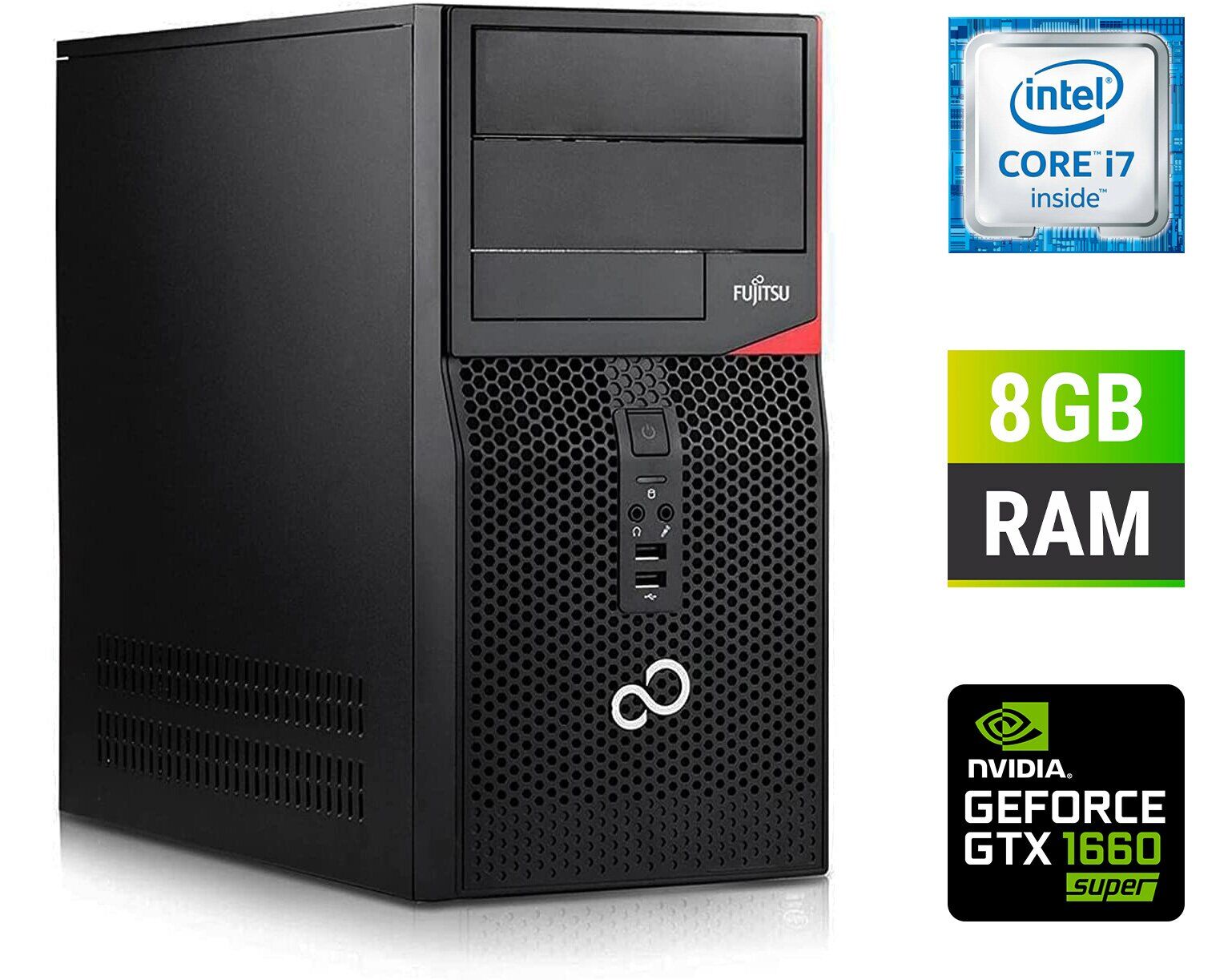 Ігровий ПК Fujitsu Tower / Intel Core i7-6700 (4 (8) ядра по 3.4 - 4.0 GHz) / 8 GB DDR4 / 500 GB SSD / nVidia GeForce GTX 1660 Super, 6 GB GDDR6, 192-bit + Windows 10 в подарунок