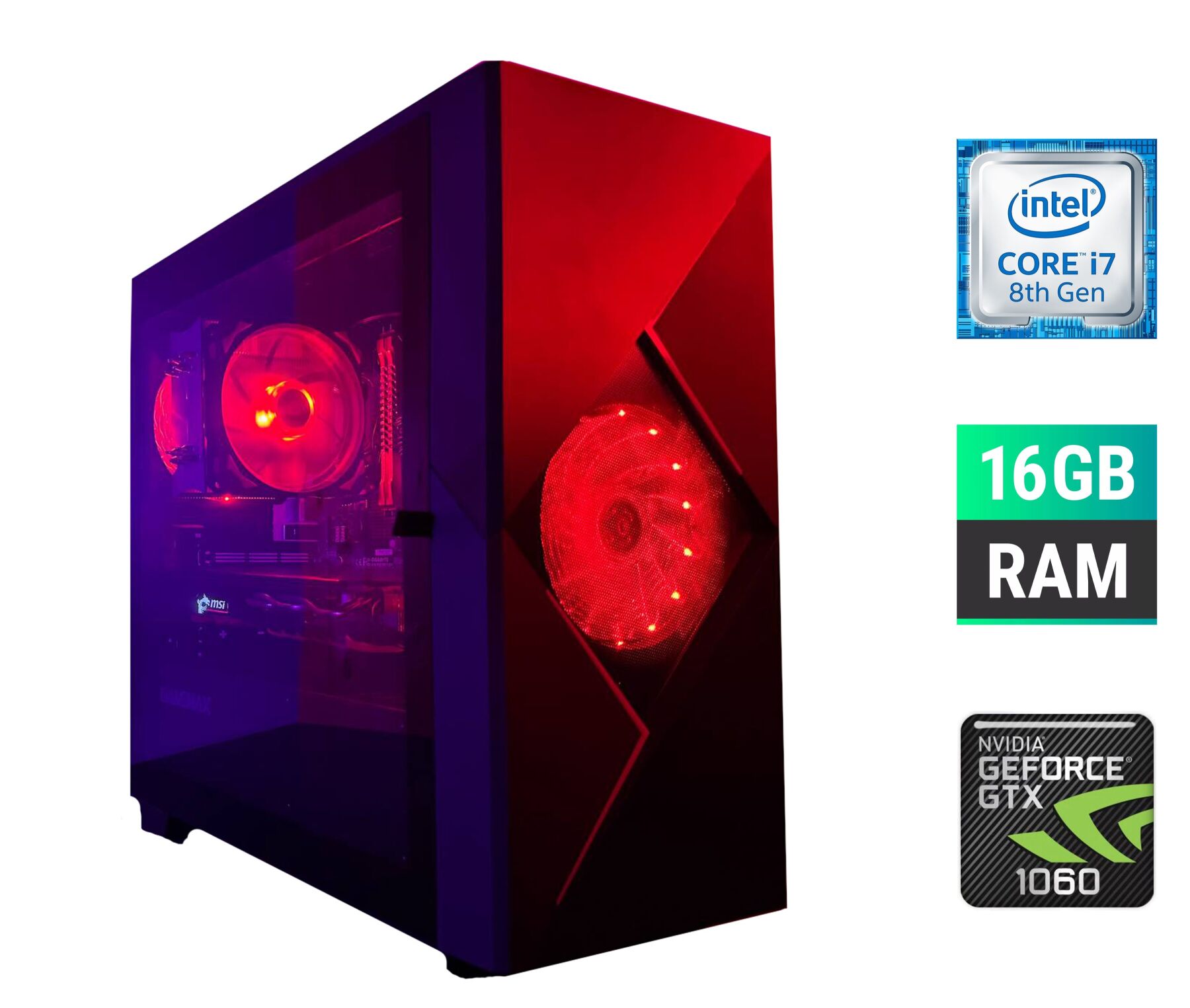 Ігровий ПК Tower / Intel Core i7-8700 (6 (12) ядер по 3.2 - 4.6 GHz) / 16 GB DDR4 / 500 GB SSD / nVidia GeForce GTX 1060, 6 GB GDDR5, 192-bit