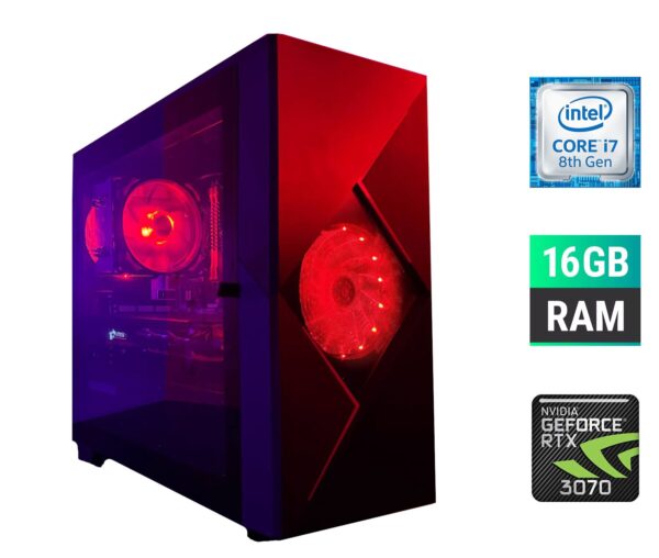 Ігровий ПК Tower / Intel Core i7-8700K (6 (12) ядер по 3.7 - 4.7 GHz) / 16 GB DDR4 / 500 GB SSD / nVidia GeForce RTX 3070, 8 GB GDDR6, 256-bit