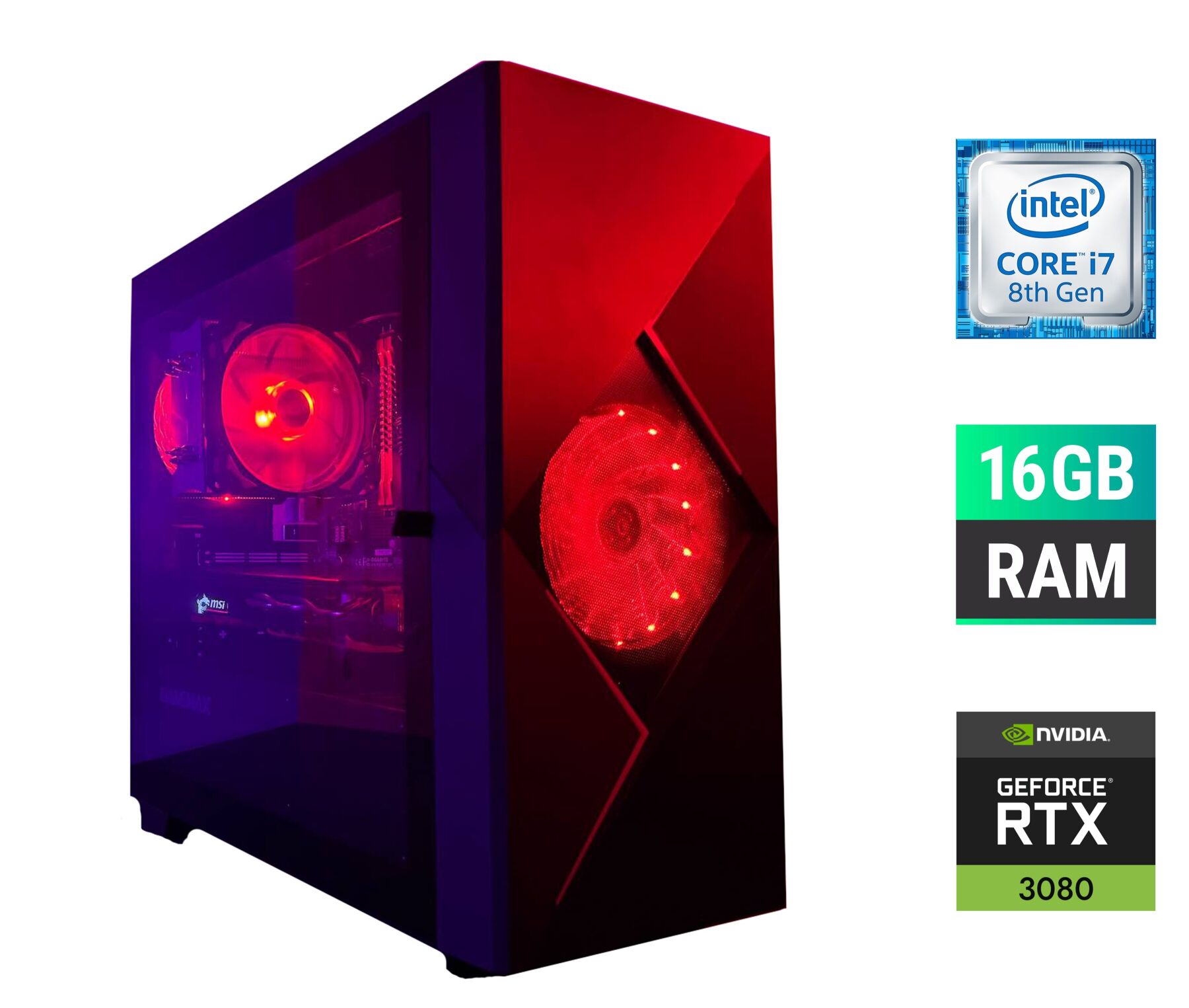 Ігровий ПК Tower / Intel Core i7-8700 (6 (12) ядер по 3.2 - 4.6 GHz) / 16 GB DDR4 / 500 GB SSD / nVidia GeForce RTX 3080, 10 GB GDDR6X, 320-bit
