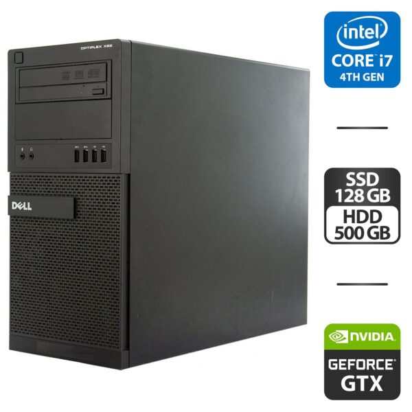 Комп'ютер Dell OptiPlex XE2 Tower / Intel Core i7-4770 (4 (8) ядра по 3.4 - 3.9 GHz) / 16 GB DDR3 / 128 GB SSD + 500 GB HDD / nVidia GeForce GTX 650 Ti, 1 GB GDDR5, 128-bit / DVD-ROM