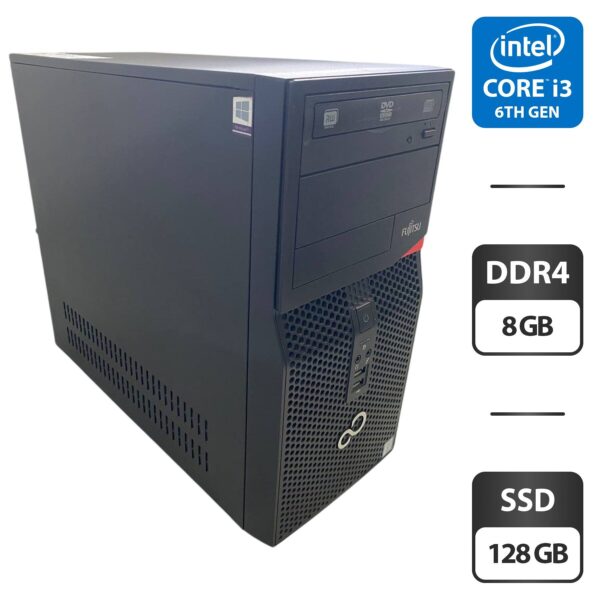 Комп'ютер Fujitsu Esprimo P556 E85 Tower / Intel Core i3-6100 (2 (4) ядра по 3.7 GHz) / 8 GB DDR4 / 128 GB SSD / Intel HD Graphics 530 / DVD-ROM